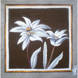 Interrupteur décoré 2 edelweiss blanc - Interrupteur simple