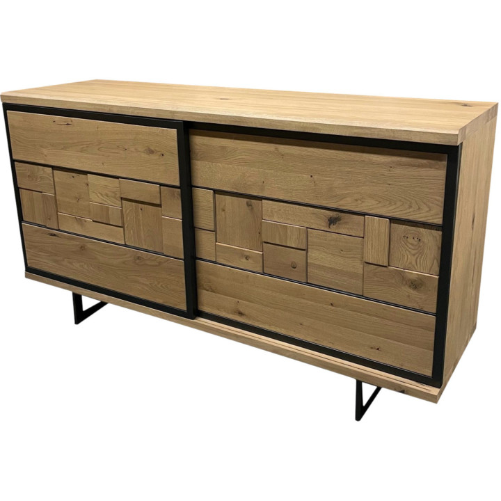 Credenza rovere massiccio due ante scorrevoli