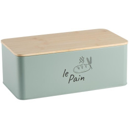 Metal and bamboo bread bin
