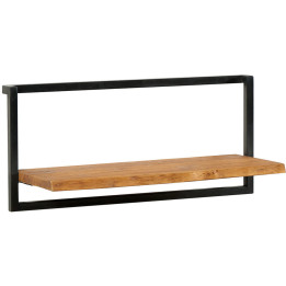 Horizontal wall shelf teak and metal