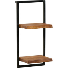 Vertical wall shelf teak and metal