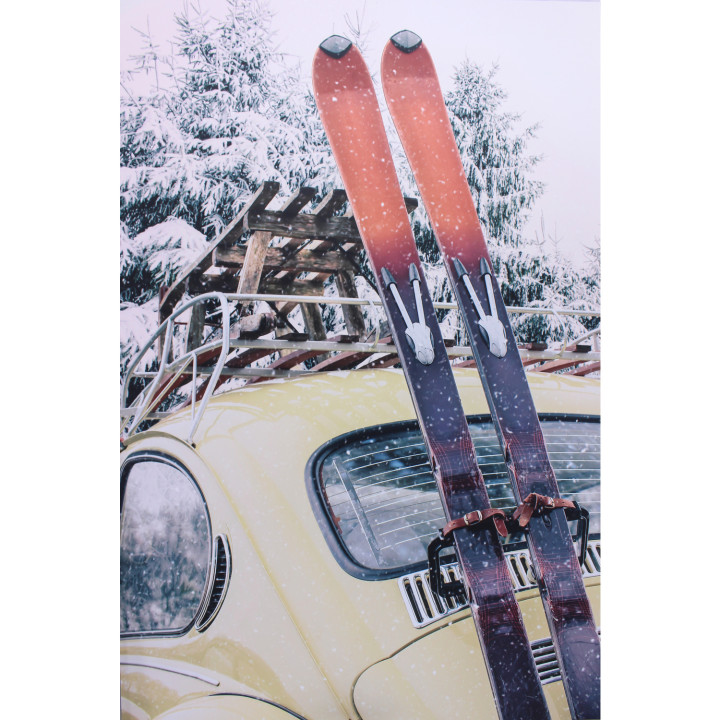 VW Beetle on skis dibond print