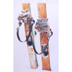 Quadro vecchi sci nella neve - 40x60