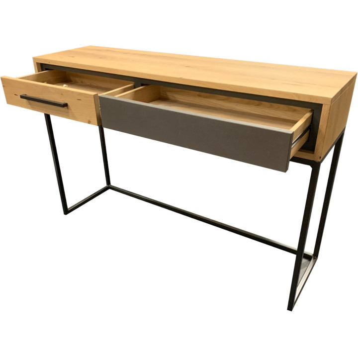 Console in rovere 2 cassetti legno e cemento