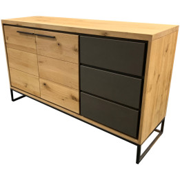Credenza 3 ante 1 cassetto rovere massello e cemento