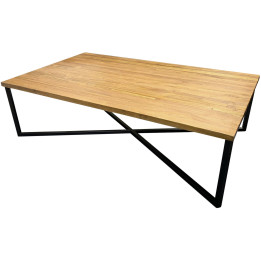 Tavolino in metallo e teak riciclato