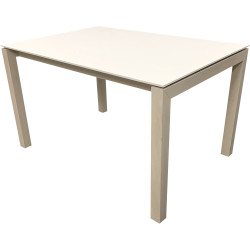 Table étoile plateau fenix et pieds chêne avec allonge intégrée - Chêne neige | 130x77x90 | Fenix bianco male