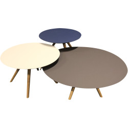 Set of three Fenix coffee tables - Cacao/ arizona/ blue