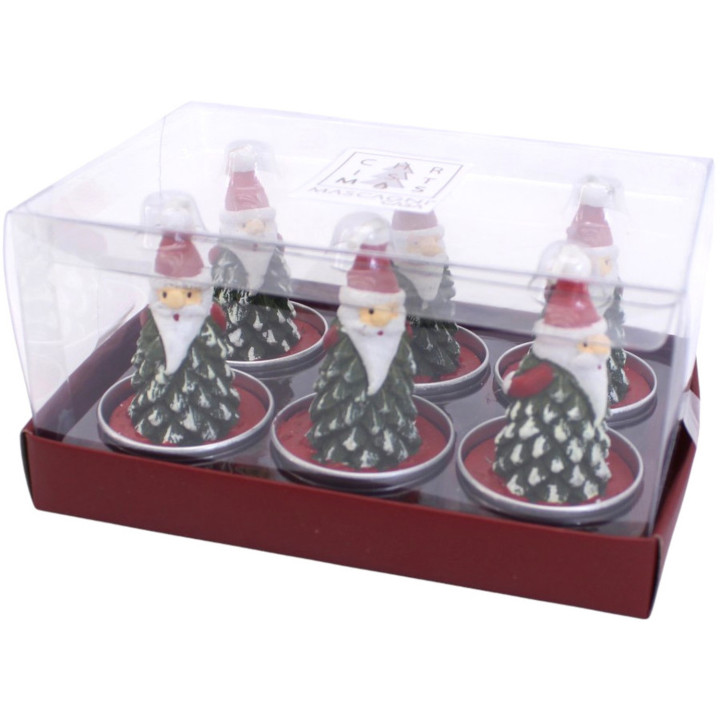 Set of 6 Father Christmas candles