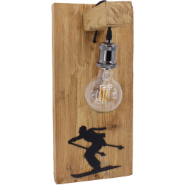 Lampada da parete legno antico con lampadina déco
