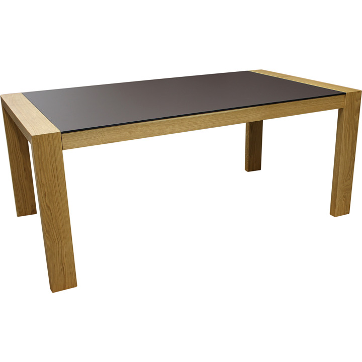 Oak and fenix table with two integrated leaves perla