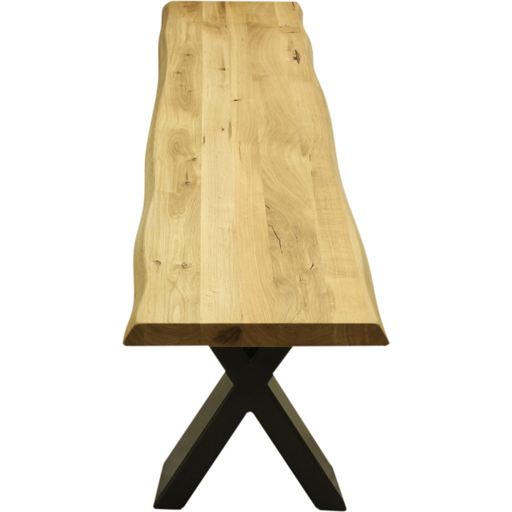 Panca in rovere massello con piedi in metallo x forest