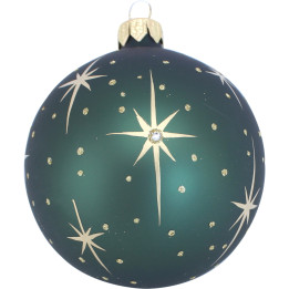 Matt green decoration ball with polka dots and stars