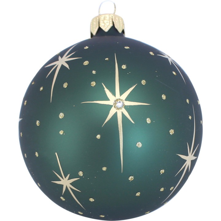 Pallina decorativa verde opaco pois e stelle