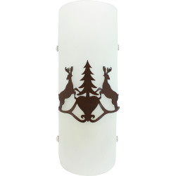 Applique edelweiss rouille avec tube en verre - Coeur cerf sapin