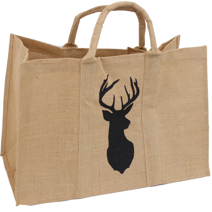 Jute Log Bag with Deer