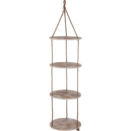 Hanging Wood and Rope Shelf