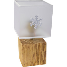 Lampada cubo PM  stile legno vecchio paralume fiocco di neve
