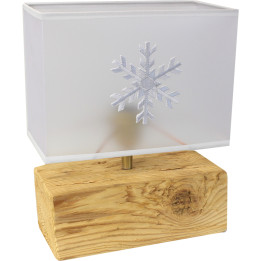 Elongated Wood Lamp with Snowflake Shade