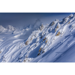 Snowy Couloirs in plexiglass photo