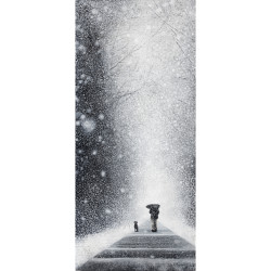 Tableau chien et parapluie - 40x90
