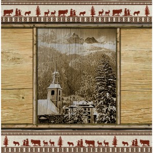 Interrupteur décoré village de montagne sous la neige