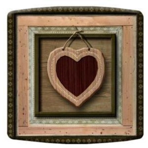 Interrupteur décoré coeur rouge et bois