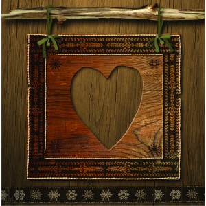 Interrupteur décoré coeur bois suspendu