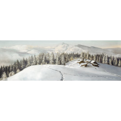 Tableau petit hameau dans la montagne - 60x20