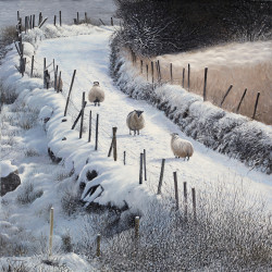 Tableau moutons retardataires - 40x40