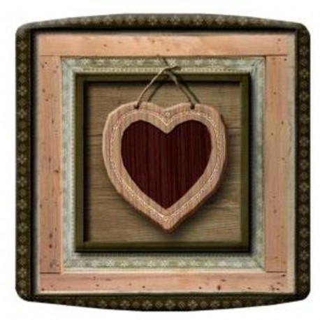 Interrupteur décoré coeur rouge et bois