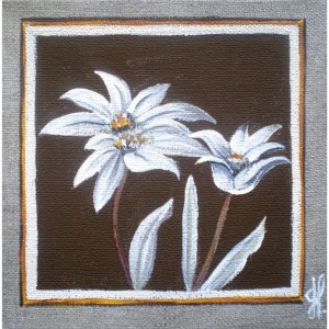 Interrupteur décoré 2 edelweiss blanc