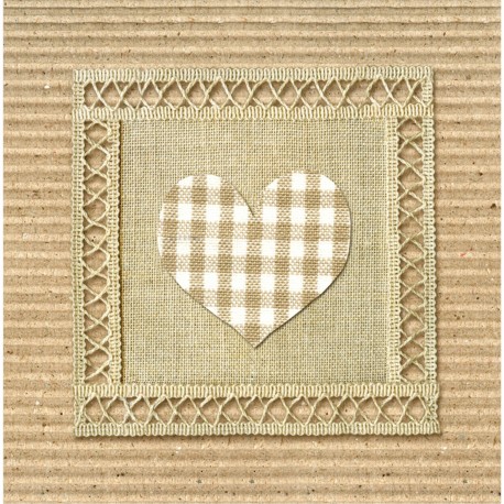 Interrupteur décoré coeur vichy beige et blanc