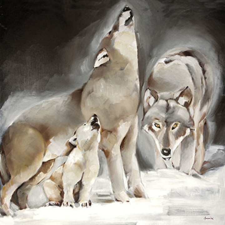 Toile sur chassis loups hurlant