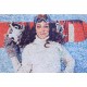 Photomontage femme et snowboard sur dibond