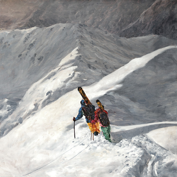 Quadro sci da alpinismo sulla cresta