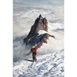 Tableau alpiniste fatigue et victoire - 40x60