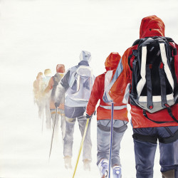 Tableau randonneurs dans le blizzard - 40x40