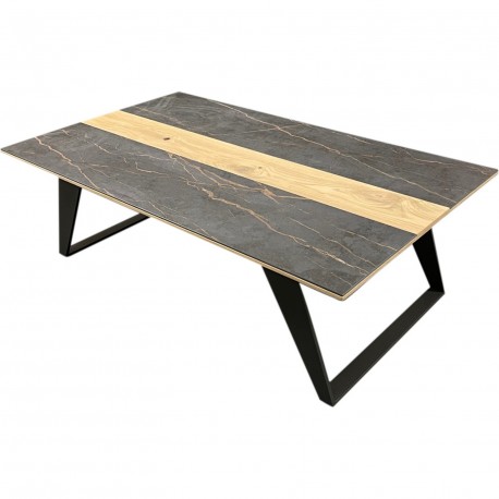 Table basse céramique avec insert chêne