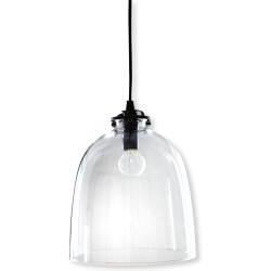 Black metal pendant light diane glass shade - Transparent | 15x17 | Abat jour clochette