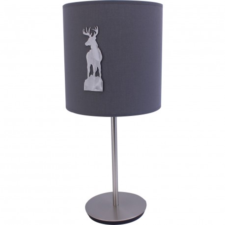 Lampe allos acier avec abat jour gris