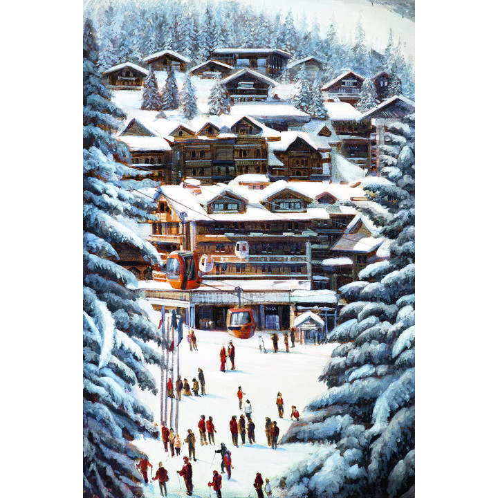 Canvas on stretcher frame ski resort