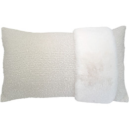 Coussin bouclette avec bande fausse fourrure