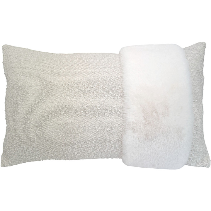 Coussin bouclette avec bande fausse fourrure