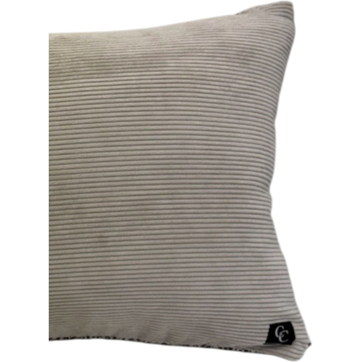 Coussin chiné avec bande fausse fourrure