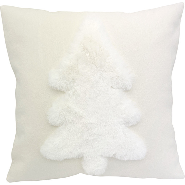 Coussin laine sapin fausse fourrure