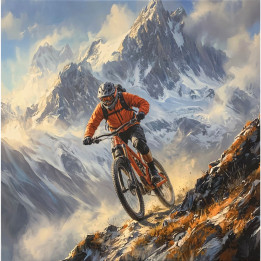 Framed canvas mountain bike mountains