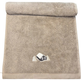 Serviette invité brodée Au coeur de la vallée taupe