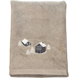 Serviette de toilette brodée Au coeur de la vallée taupe