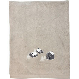 Drap de douche brodé Au coeur de la vallée taupe